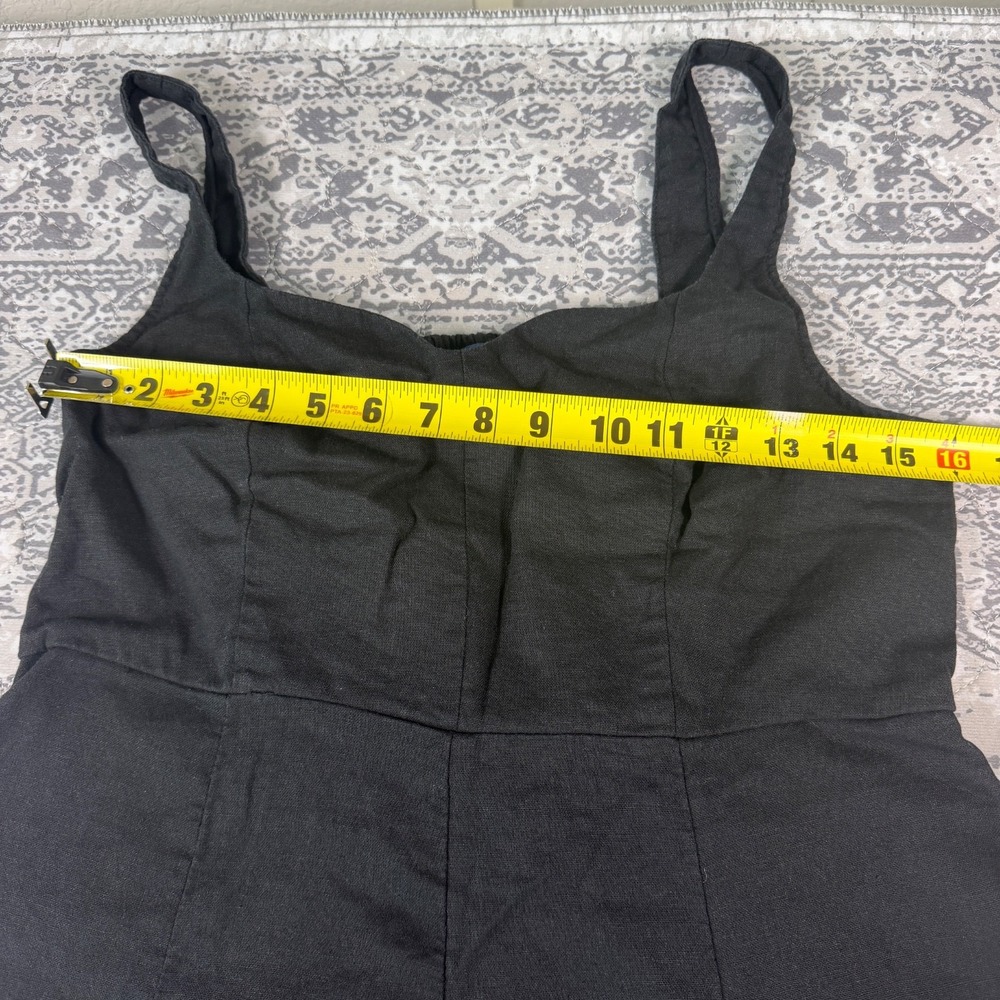Old Navy Womens Dress Size L Large Black Linen Blend Midi Smocked Tank Sun Dress - Picture 4 of 10